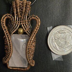 Rose Quartz Copper Wrapped Pendent